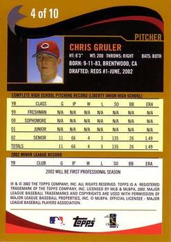 2002 Topps - Draft Picks #4 Chris Gruler  Back