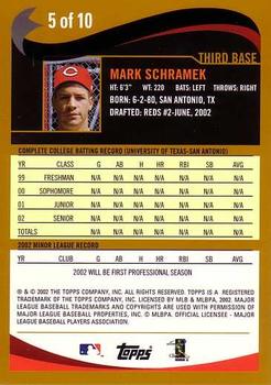 2002 Topps - Draft Picks #5 Mark Schramek  Back