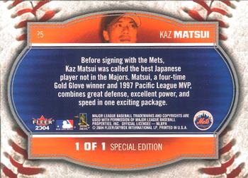 2004 Fleer New York Post New York Mets Clubhouse Store Special Edition Kaz Matsui #1 Kaz Matsui Back
