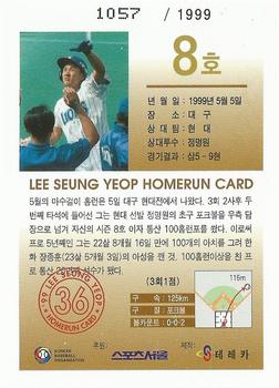 1999 Teleca Seung Yeop Lee Homerun Card #8 Seung-Yeop Lee Back