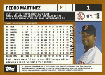2002 Topps - Gold #1 Pedro Martinez Back