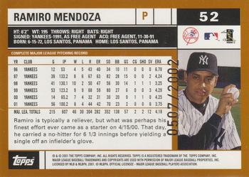 2002 Topps - Gold #52 Ramiro Mendoza Back