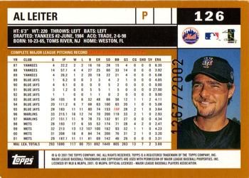 2002 Topps - Gold #126 Al Leiter Back