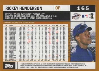 2002 Topps - Gold #165 Rickey Henderson Back