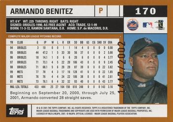 2002 Topps - Gold #170 Armando Benitez Back