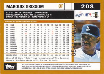 2002 Topps - Gold #208 Marquis Grissom Back