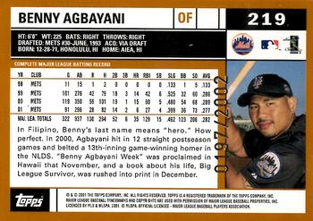 2002 Topps - Gold #219 Benny Agbayani Back