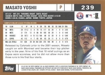 2002 Topps - Gold #239 Masato Yoshii Back