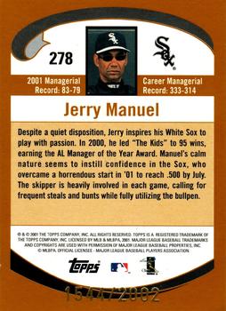 2002 Topps - Gold #278 Jerry Manuel Back