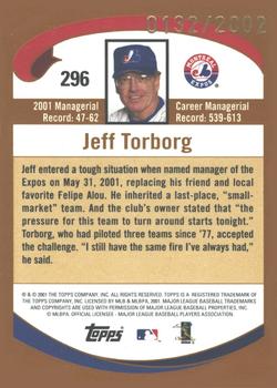 2002 Topps - Gold #296 Jeff Torborg Back