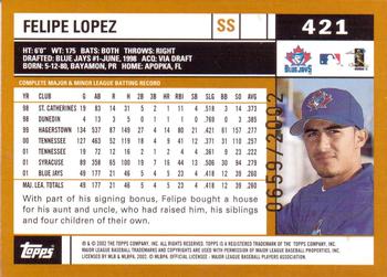2002 Topps - Gold #421 Felipe Lopez Back