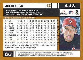 2002 Topps - Gold #443 Julio Lugo Back
