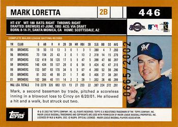 2002 Topps - Gold #446 Mark Loretta Back