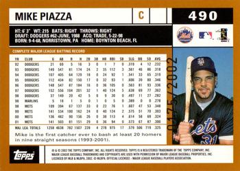 2002 Topps - Gold #490 Mike Piazza Back