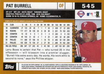 2002 Topps - Gold #545 Pat Burrell Back