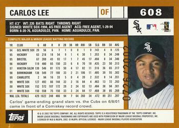2002 Topps - Gold #608 Carlos Lee Back