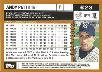 2002 Topps - Gold #623 Andy Pettitte Back