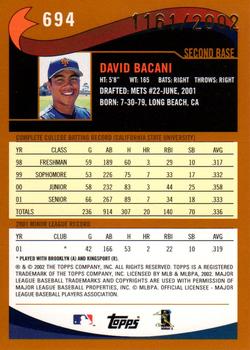 2002 Topps - Gold #694 David Bacani Back