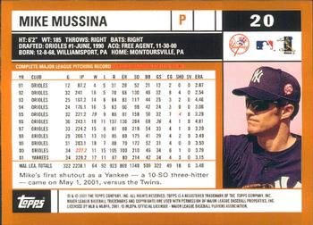 2002 Topps - Home Team Advantage #20 Mike Mussina  Back