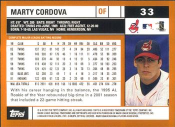 2002 Topps - Home Team Advantage #33 Marty Cordova  Back