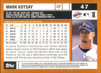 2002 Topps - Home Team Advantage #47 Mark Kotsay  Back