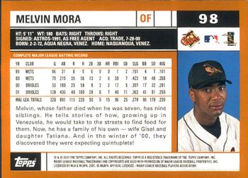 2002 Topps - Home Team Advantage #98 Melvin Mora  Back