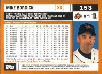 2002 Topps - Home Team Advantage #153 Mike Bordick  Back