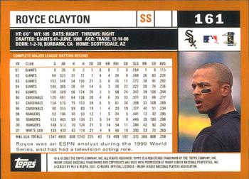2002 Topps - Home Team Advantage #161 Royce Clayton  Back