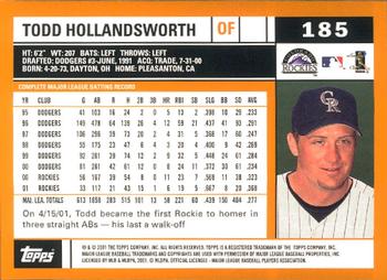 2002 Topps - Home Team Advantage #185 Todd Hollandsworth  Back
