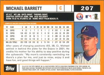 2002 Topps - Home Team Advantage #207 Michael Barrett  Back