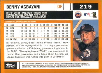 2002 Topps - Home Team Advantage #219 Benny Agbayani  Back