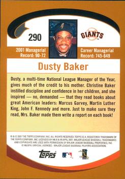 2002 Topps - Home Team Advantage #290 Dusty Baker  Back