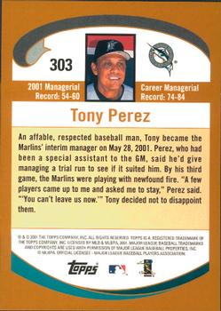 2002 Topps - Home Team Advantage #303 Tony Perez  Back