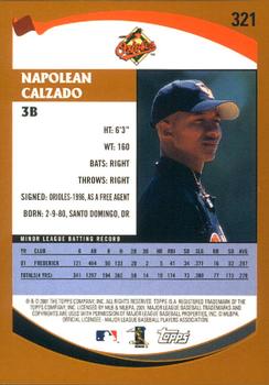 2002 Topps - Home Team Advantage #321 Napolean Calzado  Back