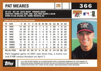 2002 Topps - Home Team Advantage #366 Pat Meares  Back