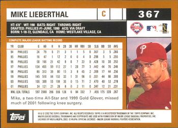 2002 Topps - Home Team Advantage #367 Mike Lieberthal  Back