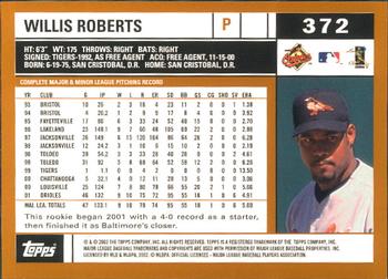 2002 Topps - Home Team Advantage #372 Willis Roberts  Back