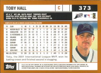 2002 Topps - Home Team Advantage #373 Toby Hall  Back