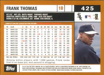 2002 Topps - Home Team Advantage #425 Frank Thomas  Back
