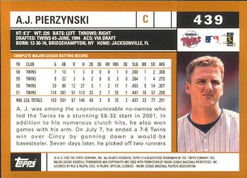 2002 Topps - Home Team Advantage #439 A.J. Pierzynski  Back