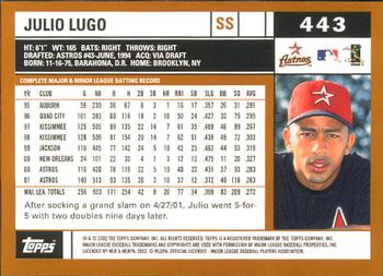 2002 Topps - Home Team Advantage #443 Julio Lugo  Back