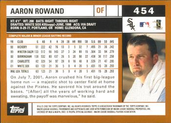 2002 Topps - Home Team Advantage #454 Aaron Rowand  Back