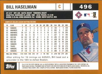 2002 Topps - Home Team Advantage #496 Bill Haselman  Back