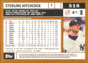 2002 Topps - Home Team Advantage #516 Sterling Hitchcock  Back