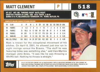 2002 Topps - Home Team Advantage #518 Matt Clement  Back