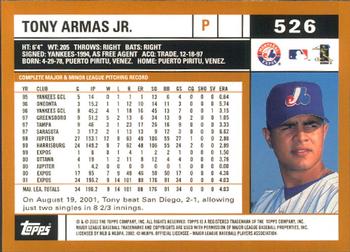 2002 Topps - Home Team Advantage #526 Tony Armas Jr.  Back