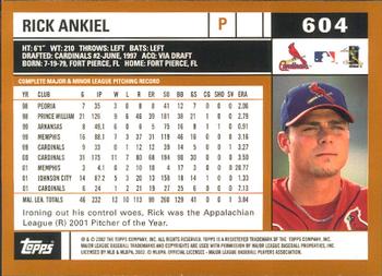 2002 Topps - Home Team Advantage #604 Rick Ankiel  Back
