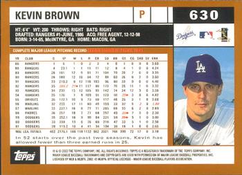 2002 Topps - Home Team Advantage #630 Kevin Brown  Back