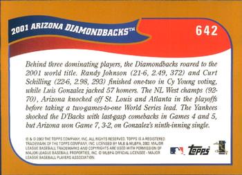 2002 Topps - Home Team Advantage #642 Arizona Diamondbacks Back