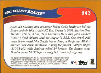 2002 Topps - Home Team Advantage #643 Atlanta Braves Back